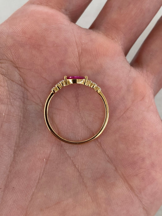 14K Ruby & Diamond East West Ring