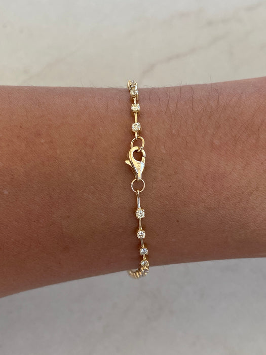 14K Gold Diamond Station Bracelet