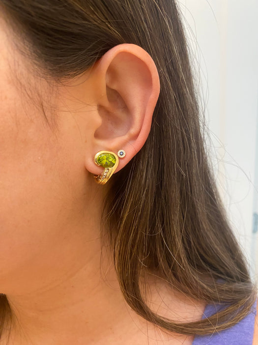 14k peridot and diamond omega back earrings