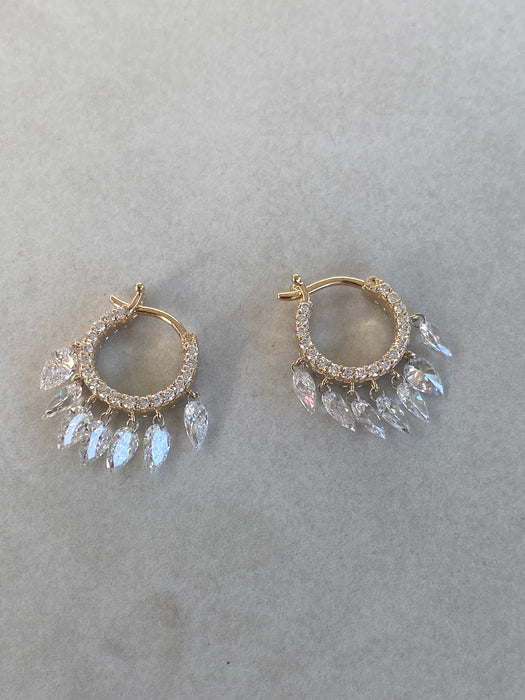 14K Lab Diamond Pear Drop Huggie Earrings