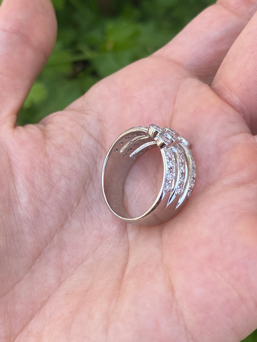 Vintage Platinum 900 Diamond Bezel Ring – 0.94 TCW Natural Diamonds – Size 7