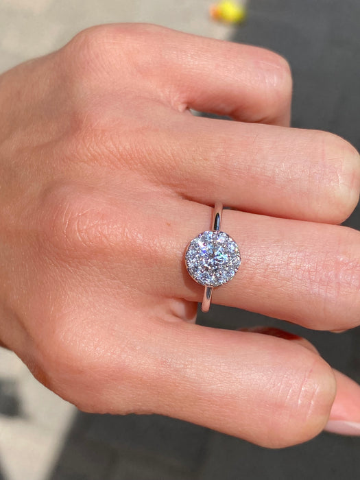 14K White Gold Lab Diamond Halo Ring
