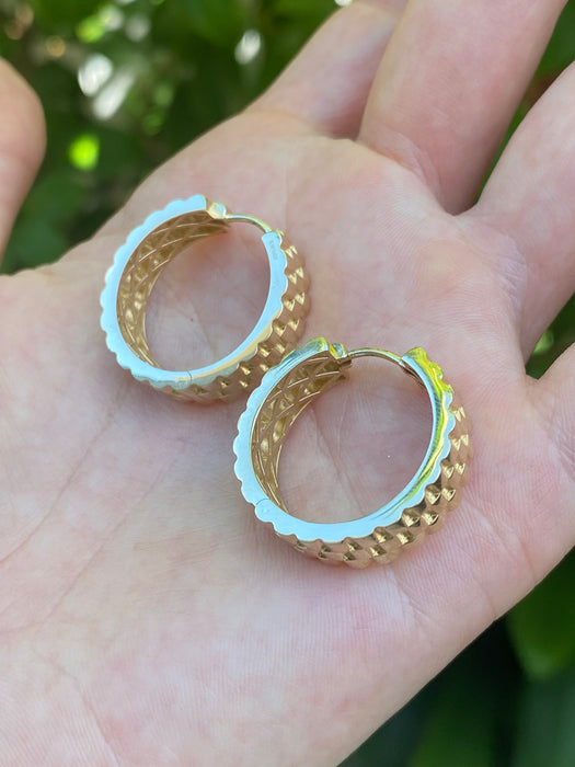 14k riveted link hoop earrings
