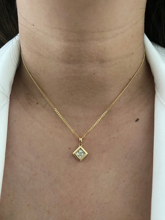 14k princess cut diamond pendant