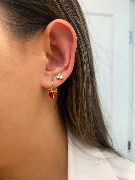 14k unoaerre enamel lady bug leverback earrings