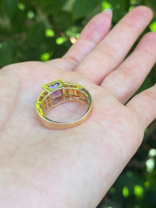14k amethyst citrine heart ring size 7.25