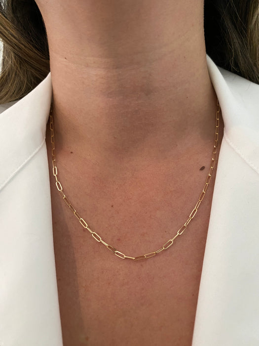 14K Gold Paperclip Diamond Clasp Necklace