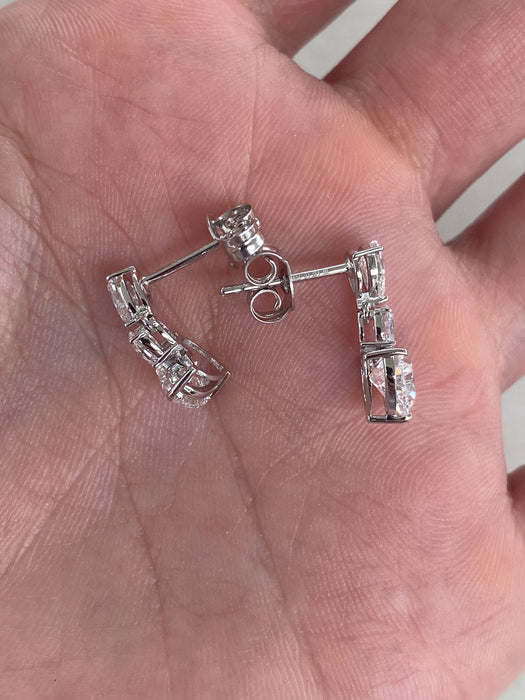 14K White Gold 2.10 CTW Lab Diamond Drop Earrings