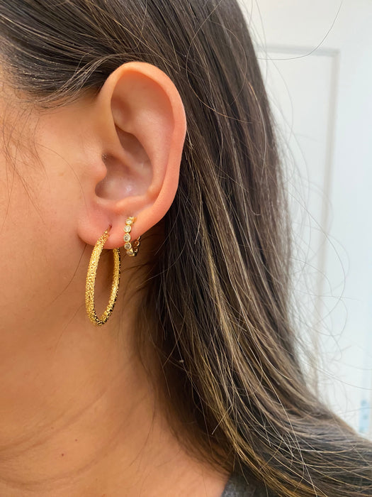 14k round popcorn hoop earrings