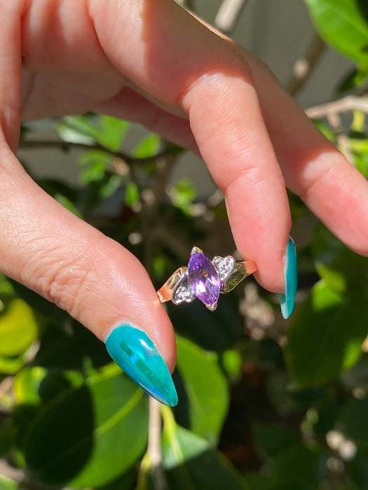 10k amethyst diamond ring size 7.25