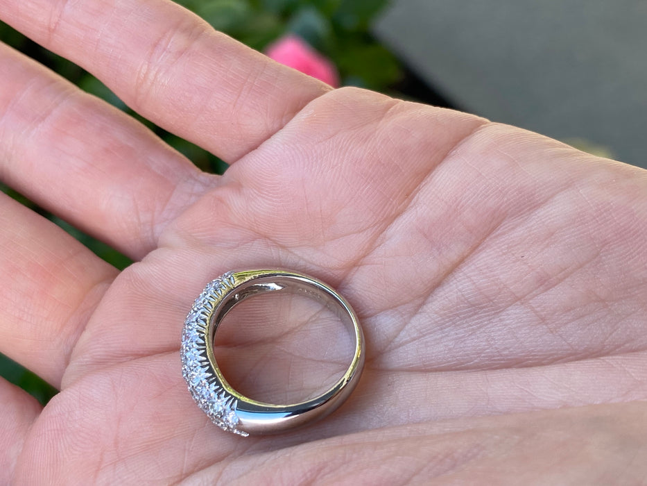 Vintage Platinum 900 1 Carat Diamond Wavy Ring