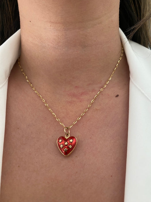 14k double sided enamel star heart pendant charms