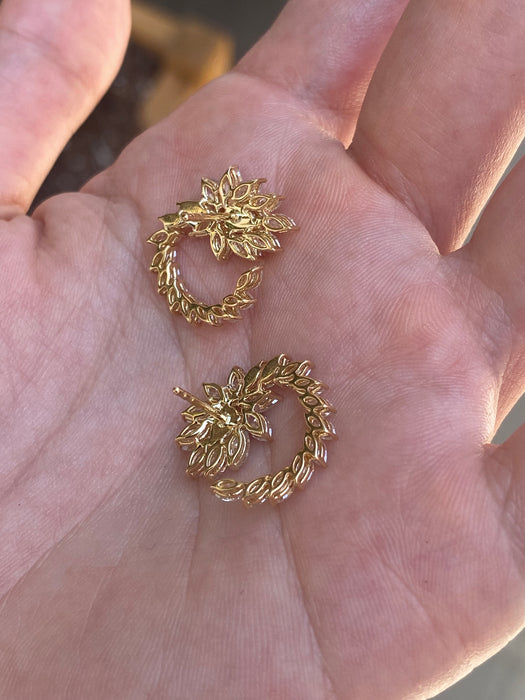 Vintage 18K Gold 3.3TCW Marquise Pear Circle Diamond Earrings