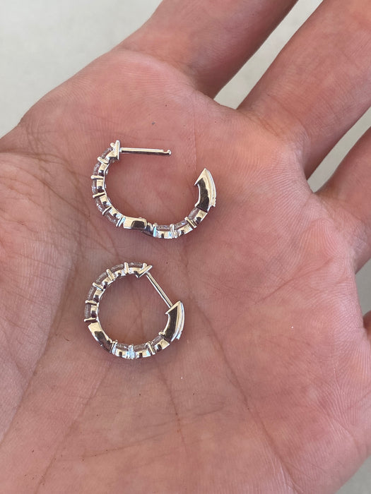 14K White Gold Inside-Out Lab Diamond Huggies