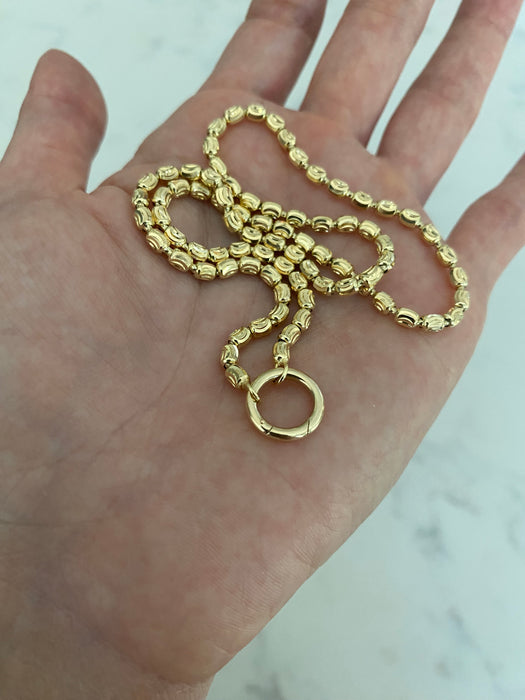 14K Gold Diamond-Cut Bead Chain Necklace with 14k Connector Clasp 16”