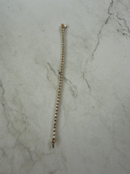 14K Yellow Gold Emerald Cut Lab Diamond Tennis Bracelet | 7.1 Carat