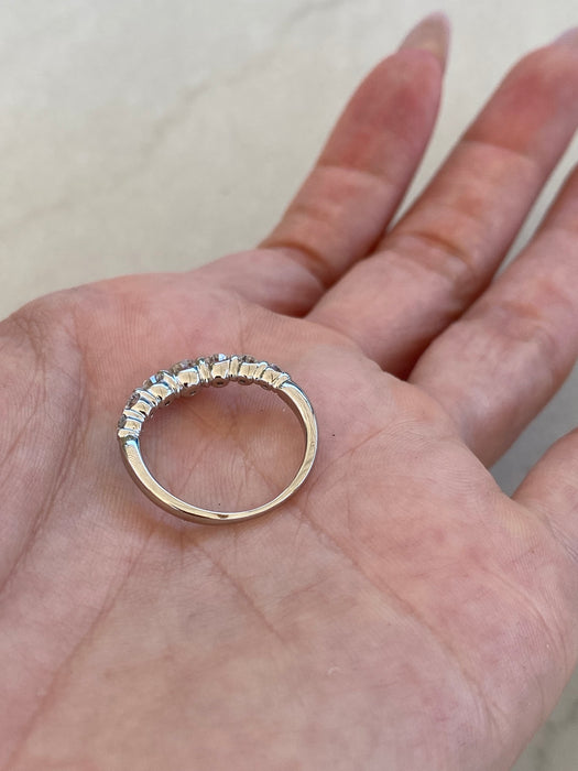 Vintage Platinum 900 Diamond Chevron Ring