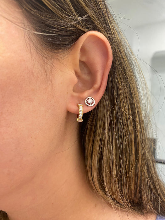 14k Gold Lab Diamond Huggie Earrings