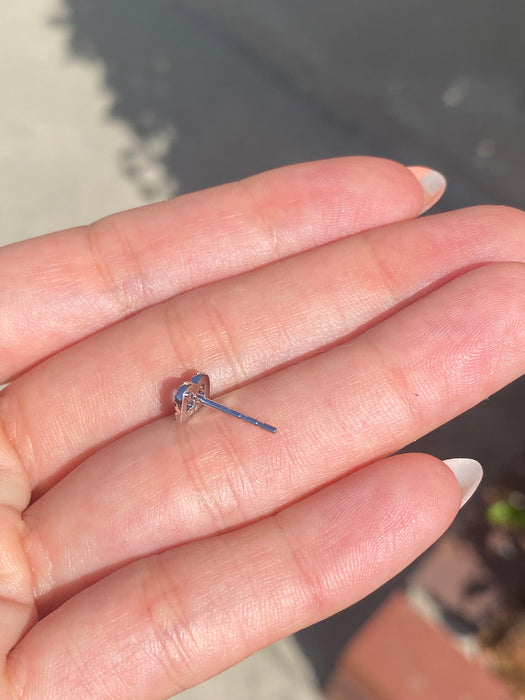 14k white gold black diamond initial letter B single stud earring