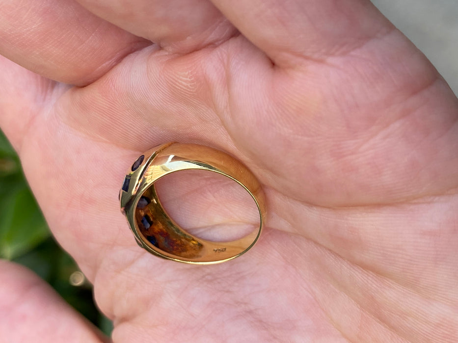 18k diamond blue sapphire ring size 6.5