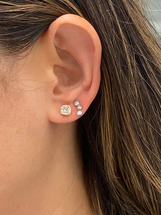 14K Gold Cushion Cut Lab Diamond Stud Earrings – 1.3 CTW