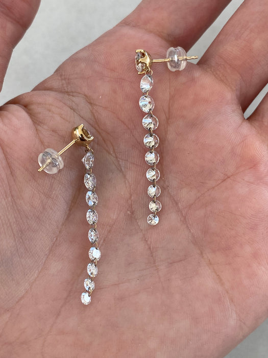 14K Gold Graduated Lab Diamond Dangle Earrings