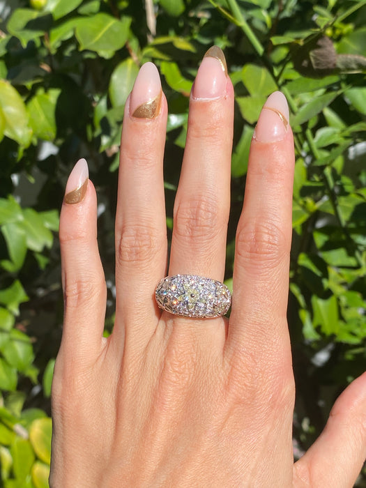 18k white gold diamond bombe star flower ring size 6