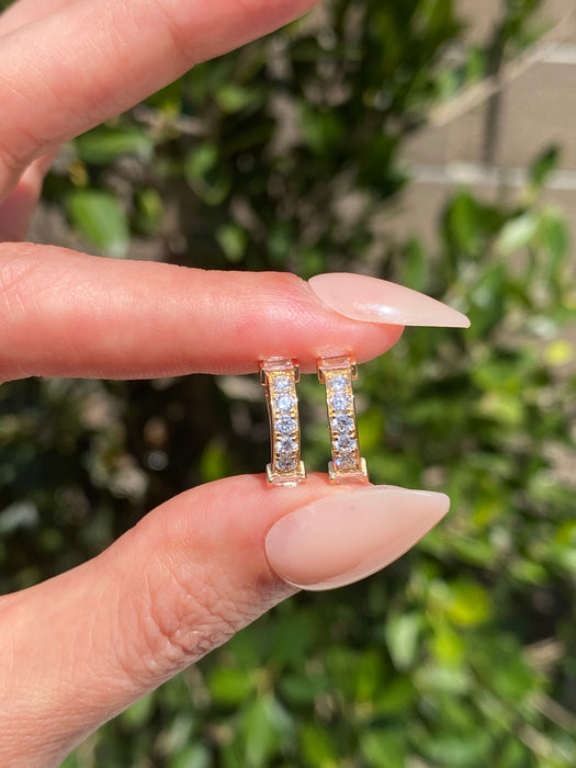 14k Gold Lab Diamond Huggie Earrings