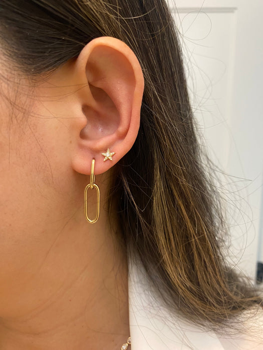 14k two way paperclip huggie earrings