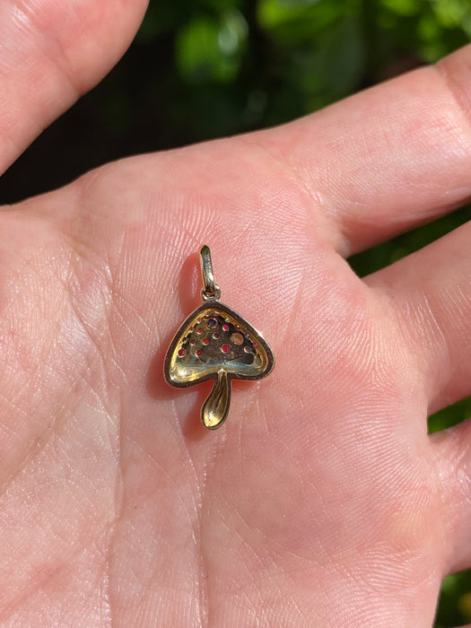 14k rainbow mushroom pendant