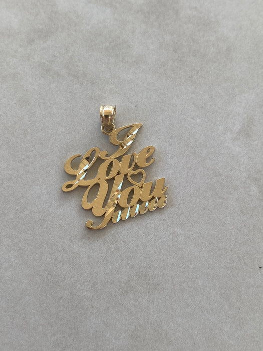 14K Gold Diamond-Cut Cursive “I Love You” Charm