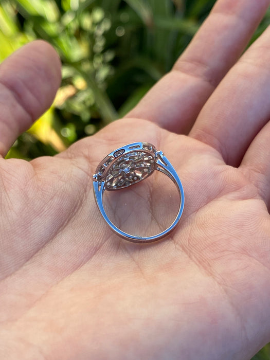 18k white gold art deco rose cut diamond ring size 6