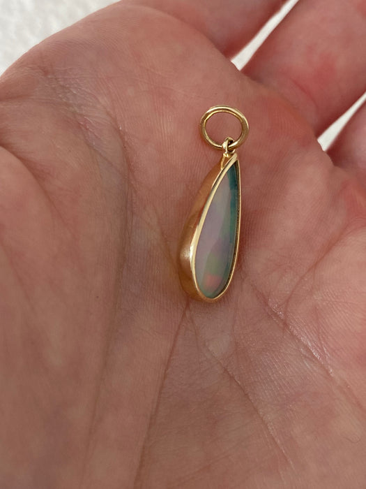 14K 3.75 Carat Bezel-Set Opal Pear Charm