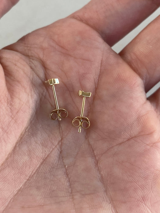 14K Gold Baguette Lab Diamond Stud Earrings