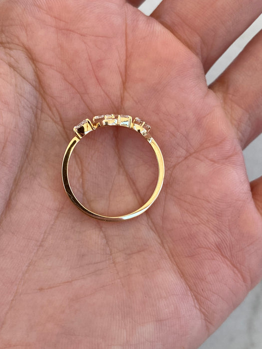 14K Gold Lab Diamond Baguette Trillion Wavy Ring
