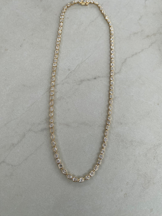 14K Gold Multi-Shape Lab Diamond Tennis Necklace – 10.0 CTW D/VS