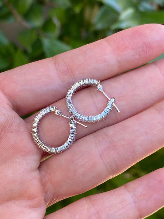 Platinum 1 carat diamond hoop earrings