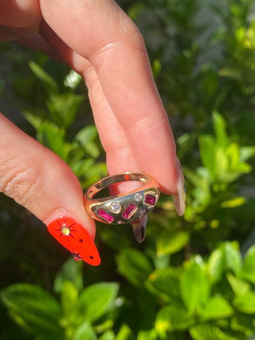 14k ruby and diamond bubble ring size 6.5