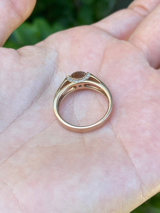 18k rose gold brown diamond ring size 6