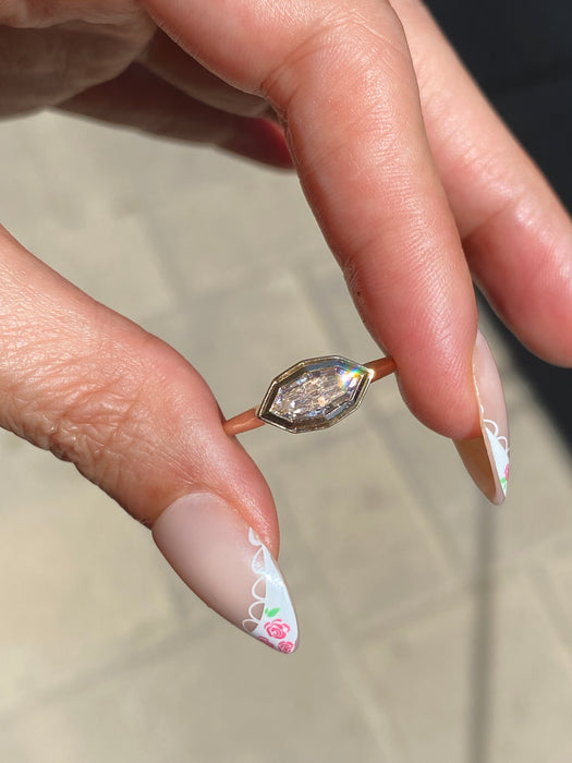 14K Gold East-to-West Double Bezel Marquise Lab Diamond Ring – 1.08 CT IGI Certified