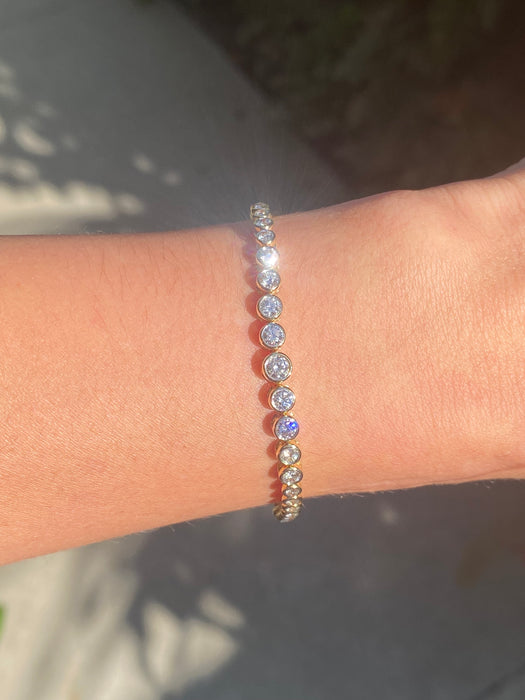 14K Natural Diamond Bezel Set Tennis Bracelet – 1.50 TCW