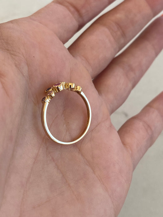 14K Gold Rainbow Gemstone Bezel Ring