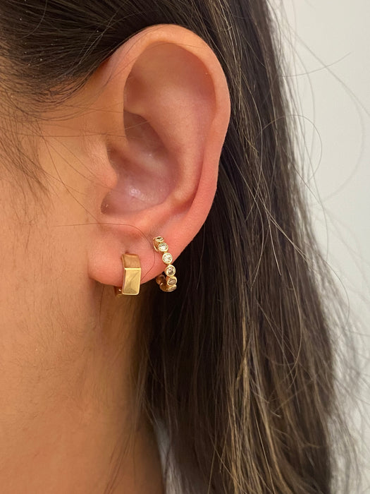 14k hexagon Huggie earrings