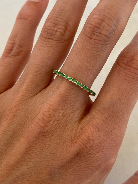 14K Gold Emerald Eternity Ring
