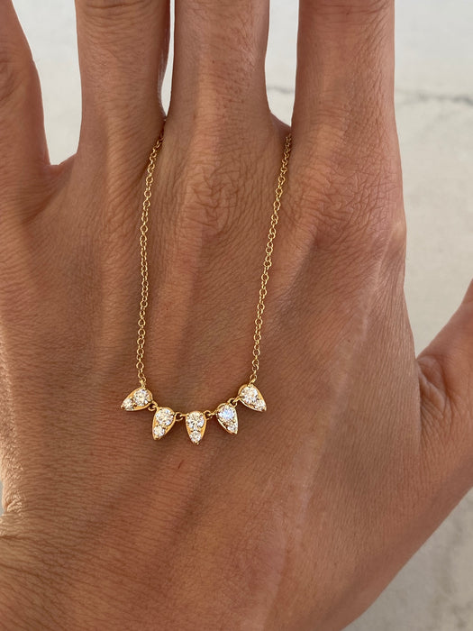 14K Yellow Gold Lab Diamond Spike Necklace | Adjustable 16–18”