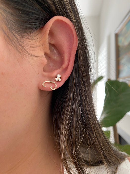 14k single earring diamond letter initial stud