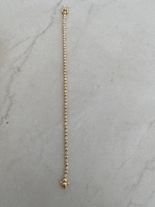 14K Gold Bead & Diamond Bracelet