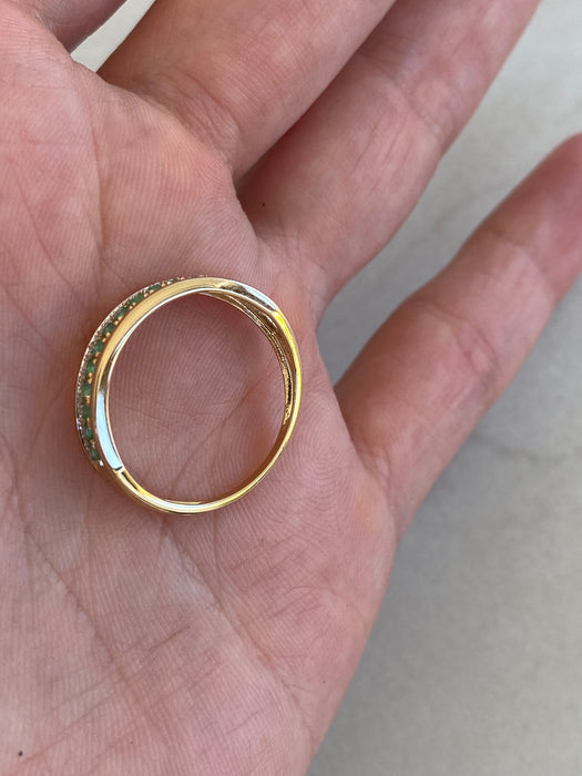 14K Gold Emerald & Diamond Ring