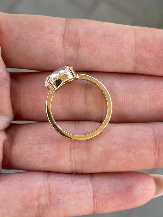 14K Gold 2 Carat Rose Cut Lab Diamond Solitaire Ring