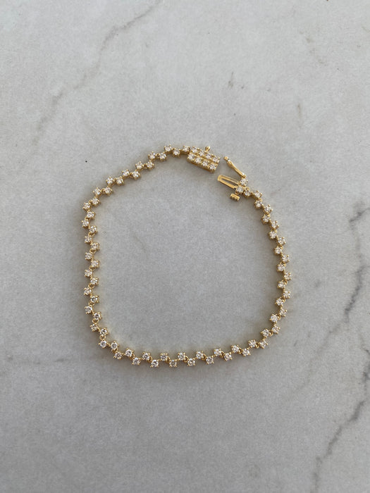 10K Gold Diamond Zigzag Tennis Bracelet – 2 CTW